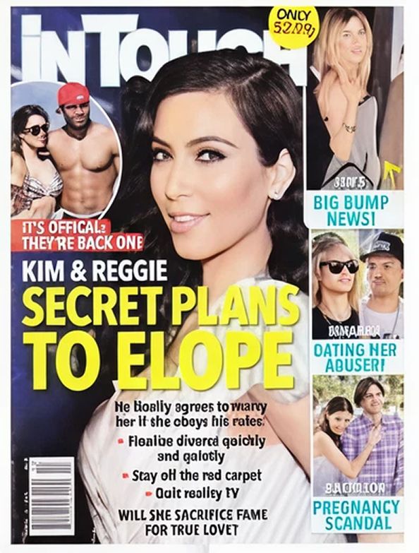 Magazine cover featuring celebrity relationship news.