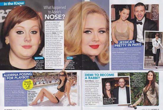 Celebrity transformations and news headlines collage