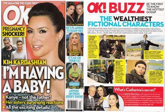 Magazine cover featuring celebrity pregnancy news.