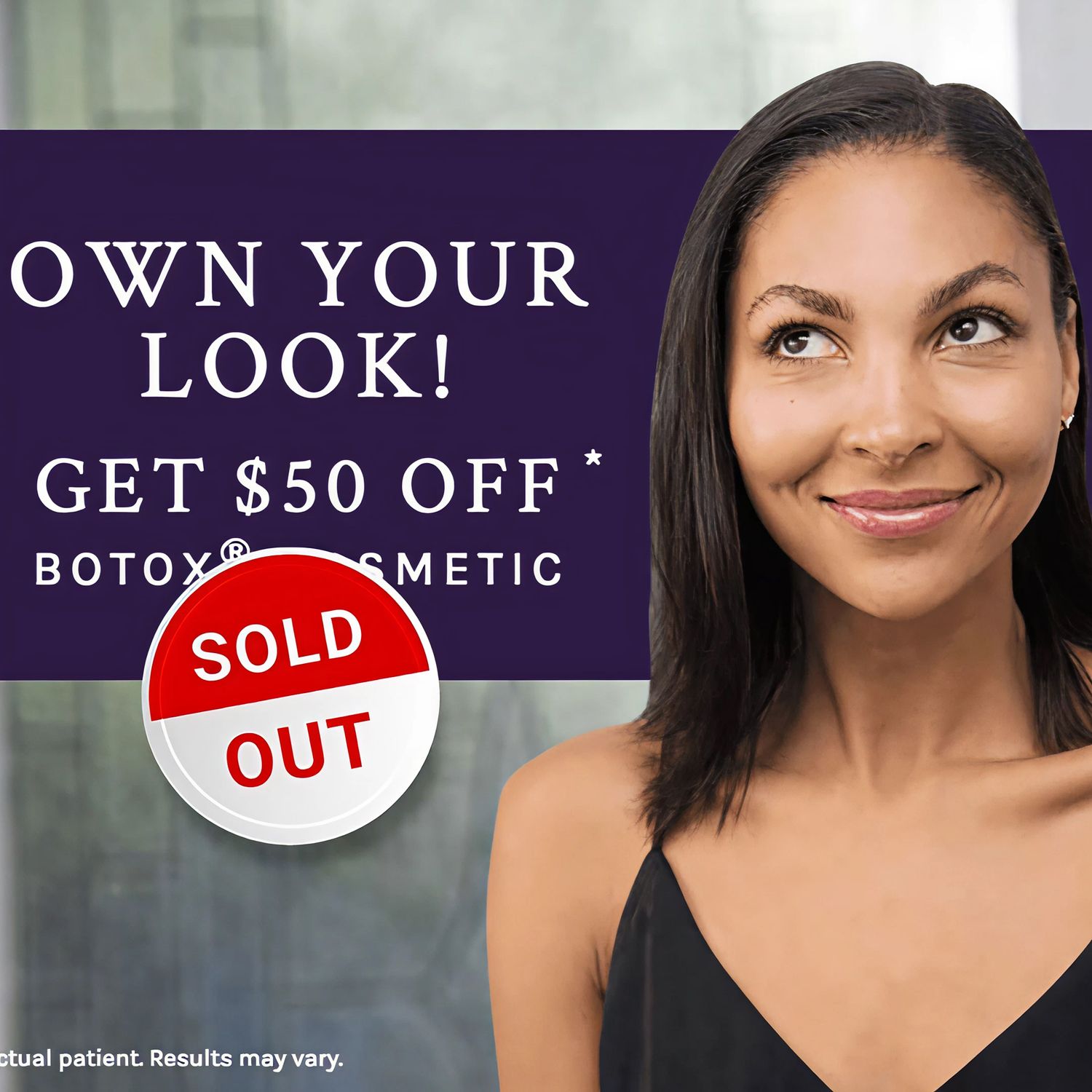 Botox promotion with sold out notice