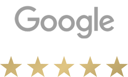 Google logo with five gold stars below.
