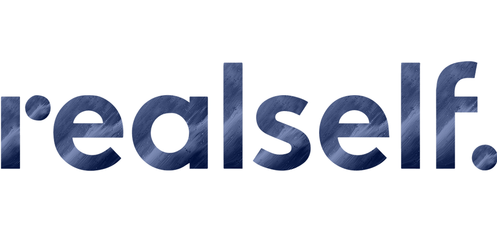 RealSelf logo on textured background
